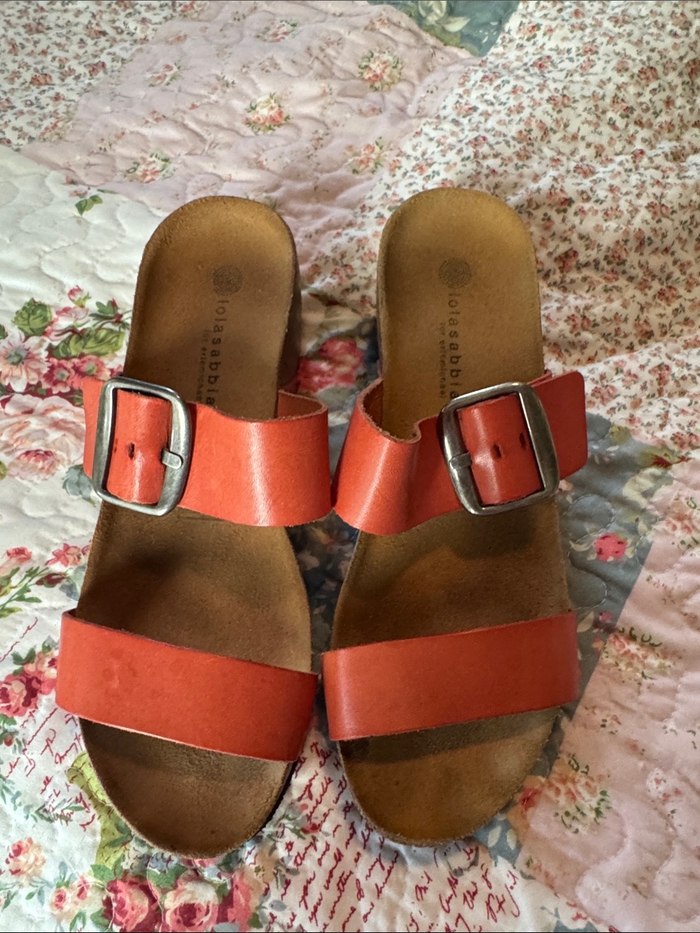 Lola Sabbia for Eric Michael Coral Double-Band Buckle Sandals for Women